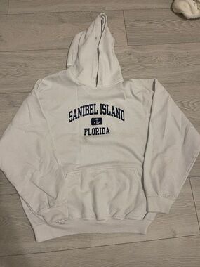 Gildan White Sanibel Island Florida Hooded Sweatshirt
